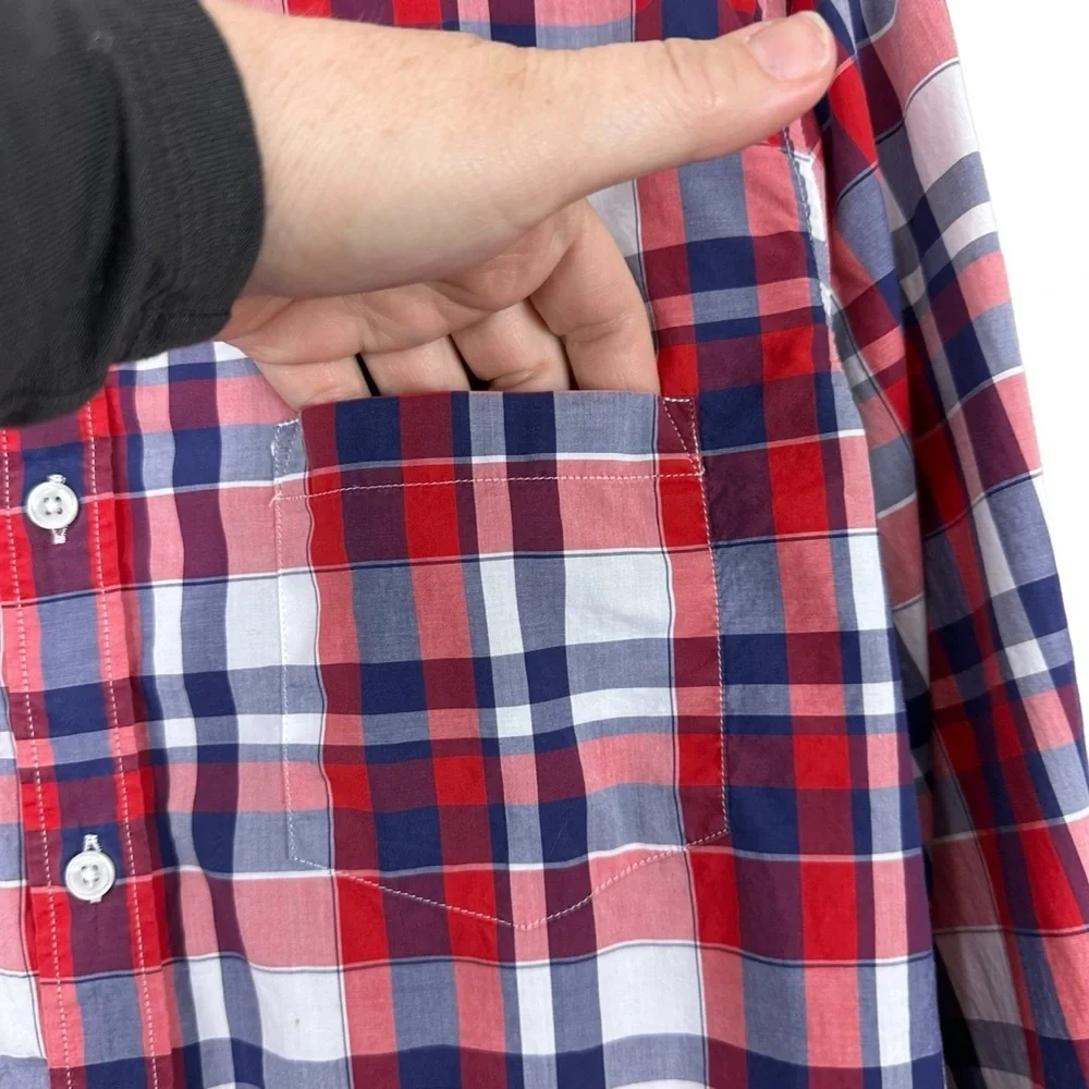 J. Crew Men's Light Weight Cotton Plaid Button Down Shirt Sz M